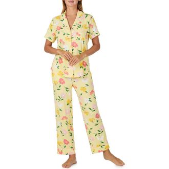 Kate Spade New York print crop pajamas in Yellow Floral at Nordstrom, Size X-Large