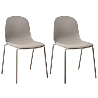 Beliani Conjunto De 2 Sillas De Conferencia Asiento De Poli&eacute;ster Respaldo De Pl&aacute;stico Patas De Hierro Mobiliario De Oficina Moderno Gris Pardo Dorr