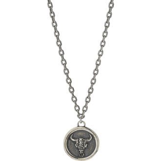 Degs & Sal Mens Bull Skull Coin Necklace in Silver at Nordstrom