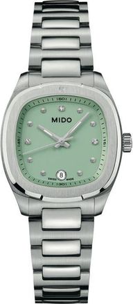 Mido Multifort TV Diamond Bracelet Watch, 27.6mm x 28mm in Green at Nordstrom