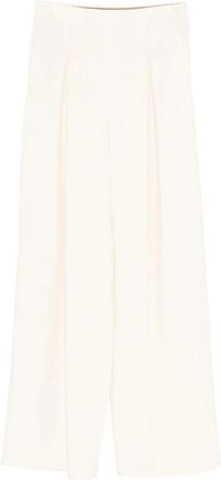 Max Mara Palude Geplooide Wijde Broek - Dames - Wijde Broeken - Beige - 2XS - Broeken