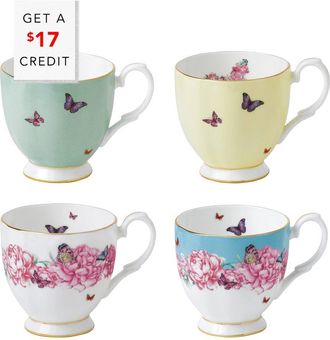Royal Albert Miranda Kerr For Royal Albert Miranda Kerr Set Of Four 10Oz Patterned Vintage Mugs With $17 Credit