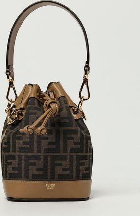 Fendi Borsa Mon Tresor Fendi in misto cotone e pelle con monogram FF embossed
