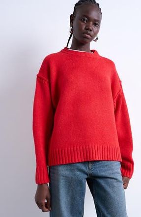 Topshop Exposed Seam Relaxed Fit Sweater in Red at Nordstrom Rack, Size Medium