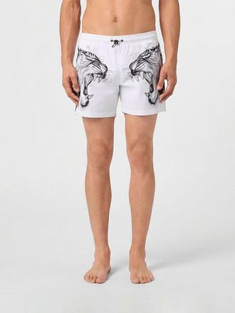 Plein Sport Shorts da mare in poliestere con stampa grafica e vita con coulisse