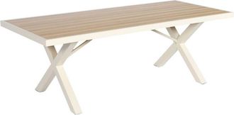 Sweeek Aluminum garden table seats 8 wood coloured/beige 220x99.5x76 cm - Elina