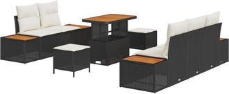 vidaXL Garden Sofa Set with Cushion 8 pcs Black Poly rattan Vidaxl