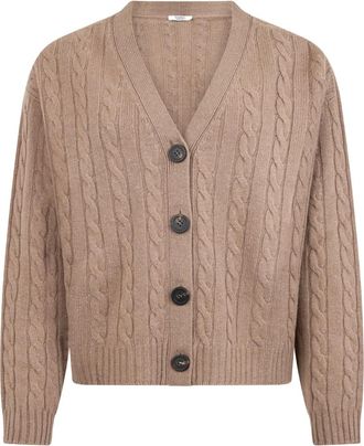 PESERICO cable-knit button cardigan - women - Virgin Wool/Silk/Viscose/Cashmere/Polyester - 42 - Neutrals