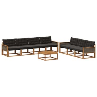 vidaXL Conjunto De Sof&aacute;s De Exterior Con Coj&iacute;n 8 Pcs Natural Y Negro Vidaxl