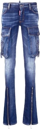 Dsquared2 cargo flared jeans - women - Cotton/Spandex/Elastane - 48 - Blue