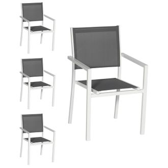 Happy Garden Happy Garden - Juego De 4 Sillas De Aluminio Blanco Textileno Gris