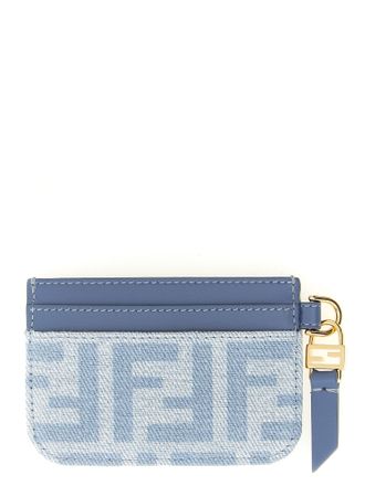Fendi Womens Blue Cotton Cardholder Accessory