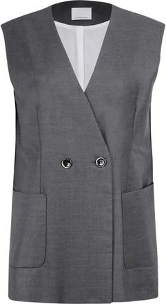 Nine In The Morning Eloisa Double Breasted Gilet - Dames - Jassen - Grijs - Maat: XS Zijde