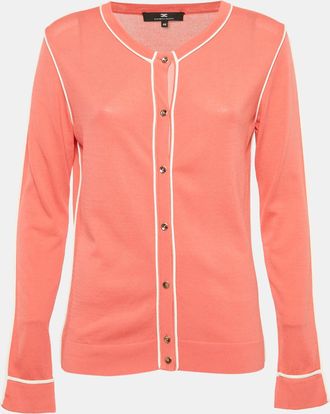 Elisabetta Franchi Pink Knit Cardigan L