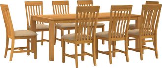 vidaXL Conjunto De Comedor 9 Uds. Beige Madera De Roble S&oacute;lido Vidaxl