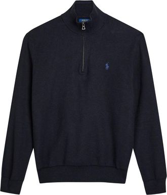 Polo Ralph Lauren Logo Half-zip Cotton Jumper - Navy - Xxl