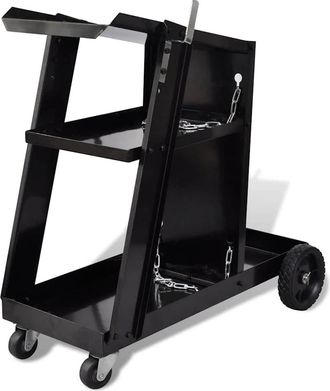 vidaXL Carro De Soldadura Negro Con 3 Estantes Organizador De Taller Vidaxl