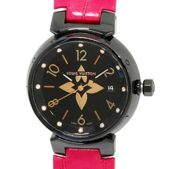 Louis Vuitton Pre-owned Tambour Roestvrij staal - Dames - Vintage Horloges - Zwart - ONE Size - Vintage