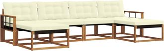vidaXL Conjunto De Sof&aacute;s De Exterior 6 Uds. Natural Y Crema Vidaxl