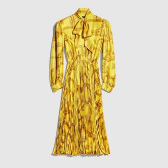 Gucci Printed Silk Twill Chemisier Dress, Yellow