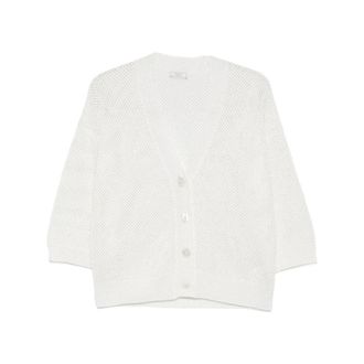 PESERICO Peserico, Cardigans, female, White, Size: S Button Fastening V-Neck Cardigan