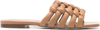 Tod's Instappers met geweven banden - Dames - Sandalen - Bruin - 37 1/2 EU - Leer - Schoenen