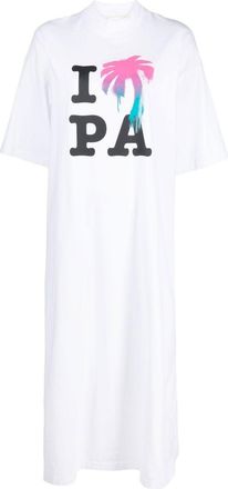 Palm Angels I Love PA-print T-shirt dress - women - Polyester/Cotton - M - White
