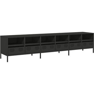 vidaXL Vidaxl - Mobile tv Nero 202x39x43,5 cm in Acciaio Laminato a Freddo