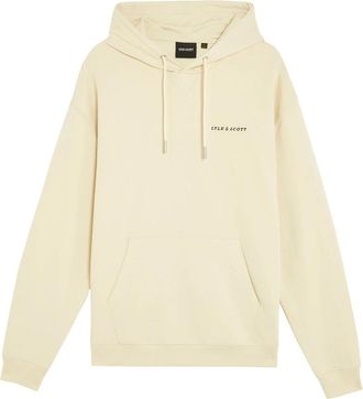 Lyle & Scott Hoodies & sweatvesten, Heren, Beige, S, Mid Layers Script Brushback Pullover Hoodie