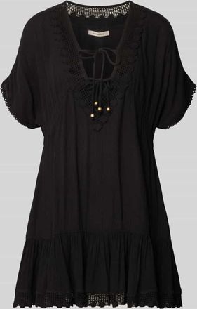 Banana Moon Banana Moon Minikleid aus Viskose mit Schn&uuml;rung Modell AVELLE SEATIME in Black, Gr&ouml;&szlig;e L