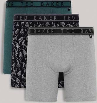Ted Baker Mens Ted Baker 3-Pack Boxer Briefs, Trekking Green / Black Tiger / Heather Grey - Size: 37/36/32
