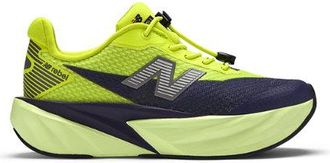 New Balance Ni&ntilde;os FuelCell Rebel Bungee Lace w/Toggle en Verde/Morado/Gris, Talla 32.5