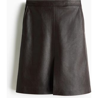 H&M Coated Skirt in Dark Brown at Nordstrom, Size 16