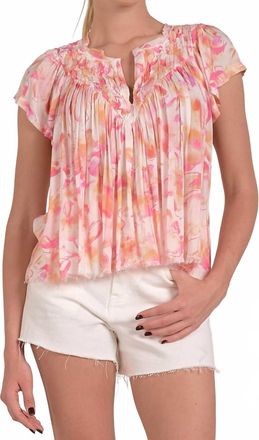 Elan Floral Ruffle Blouse In Pink