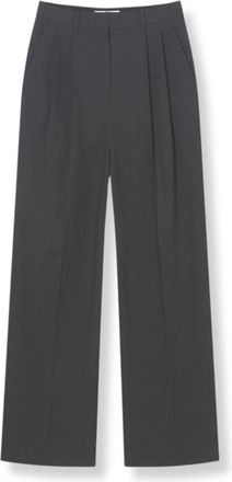 Dunst Wide broek met dubbele plooi - Dames - Broeken - Grijs - Maat: S Zijde