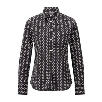 Caliban Overhemden, Dames, Zwart, 2Xl, Katoen, Gedrukt Slim-Fit Katoenen Overhemd