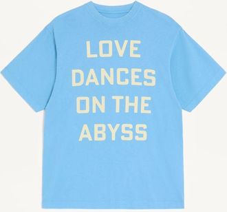 Valentino Valentino Cotton T-Shirt with Love Dances On The Abyss & Made In Valentino Print Man SKY BLUE 3XL