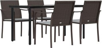 vidaXL Juego Comedor Jard&iacute;n 5 Piezas Y Cojines Rat&aacute;n Sint&eacute;tico Y Acero Vidaxl