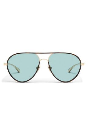 Quay Say Less 59mm Aviator Sunglasses in Amber Tort/Aqua at Nordstrom