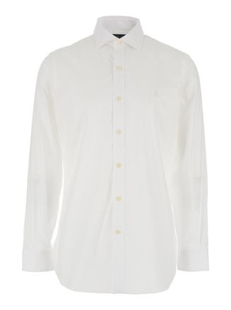 Polo Ralph Lauren Slim Fit White Shirt With Pointed Collar And Embroidery On The Front In Cotton Man