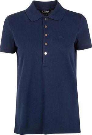 Lauren Ralph Lauren button embroidered polo top - Blauw