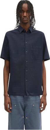 Sams&oslash;e & Sams&oslash;e Short Sleeve Shirts - Heren - Korte mouwen Overhemden - Blauw - L - Overhemden