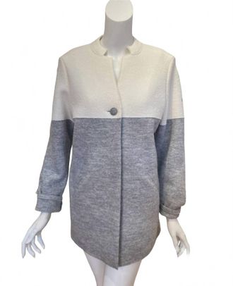 Saint James Womens Vassy Boiled Wool Jacket In Gris/blanc