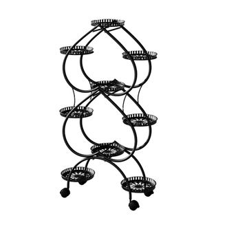 OEM Soporte Para Plantas, 9 Macetas, Dise&ntilde;o M&oacute;vil, Negro