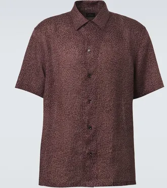 Brioni Printed linen bowling shirt