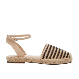 Marc Fisher Bessie Espadrille Flat Black/Beige Stripe BESSY-BRN Womens