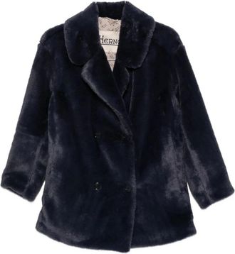 Herno Abrigo tipo peacoat en tejido de pelo efecto castor - Jackets - Mujer - Azul - XS