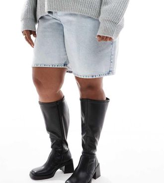 Asos Curve Charlotte heeled knee boots in black