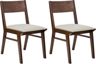 Beliani Conjunto de 2 sillas de comedor Madera Beige claro