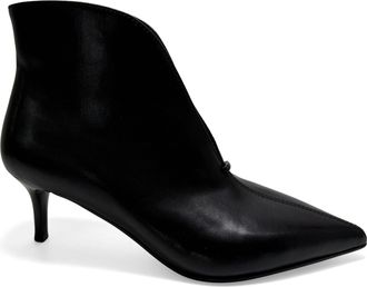 Sergio Moretti Black Pointed Toe Mid-Height Stiletto Leather Pumps